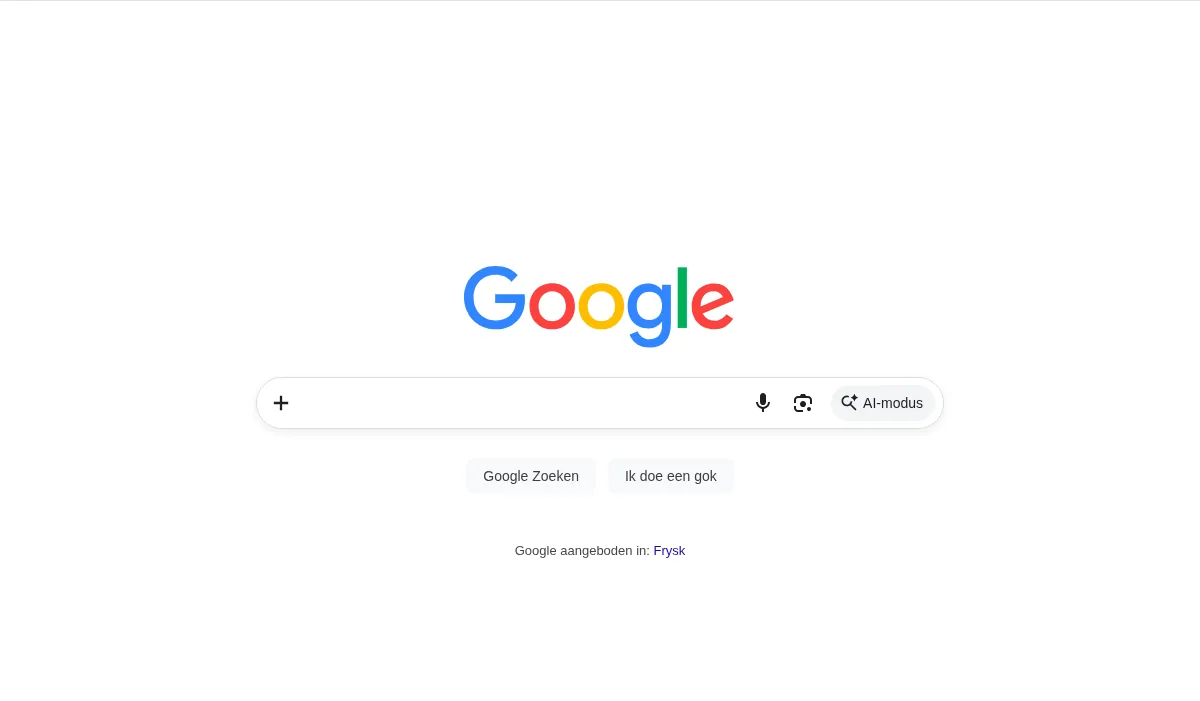 Startpagina van Google Zoeken met de knop AI-modus